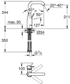 GROHE Essence New Wastafelkraan - Met EcoJoy® - Draaibare Uitloop - Zonder Waste - Chroom - 23541001 -Mooie Badkamer 1000x1200 6