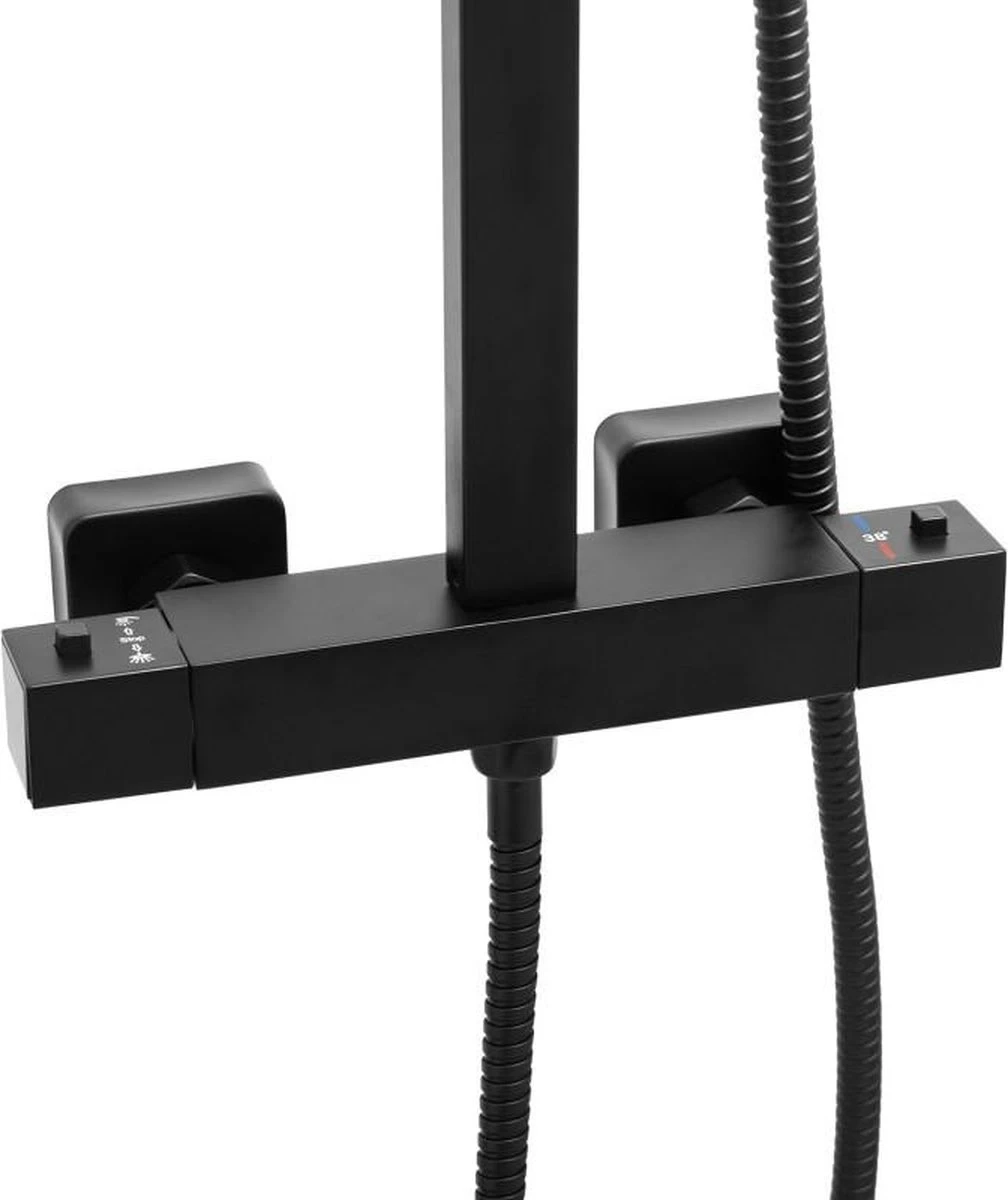Doucheset Zwart - Met Regendouche 30cm - En Thermostaatkraan 4 Doucheset Zwart - Met Regendouche 30cm - En Thermostaatkraan - Afbeelding 4