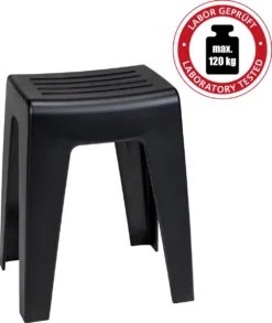 WENKO Badkamerkruk Kumba 38x47cm In Zwart Kunststof - Douchekruk -Mooie Badkamer 1010x1200