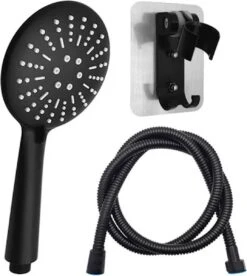 IBright Douchekop Met Slang – Mat Zwart - 3 Functies – Handdouche – Hoofddouche Inclusief Wandhouder Zonder Boren