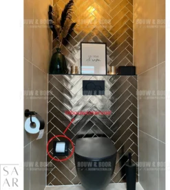 SAAR -Inbouw Toilet Reserve Rolhouder RVS - Met - MAT ZWART - Inzetstuk , (uitneembaar) -72 X 20 X 13 Cm - Inbouwdiepte 12 Cm -Mooie Badkamer 1078x1200