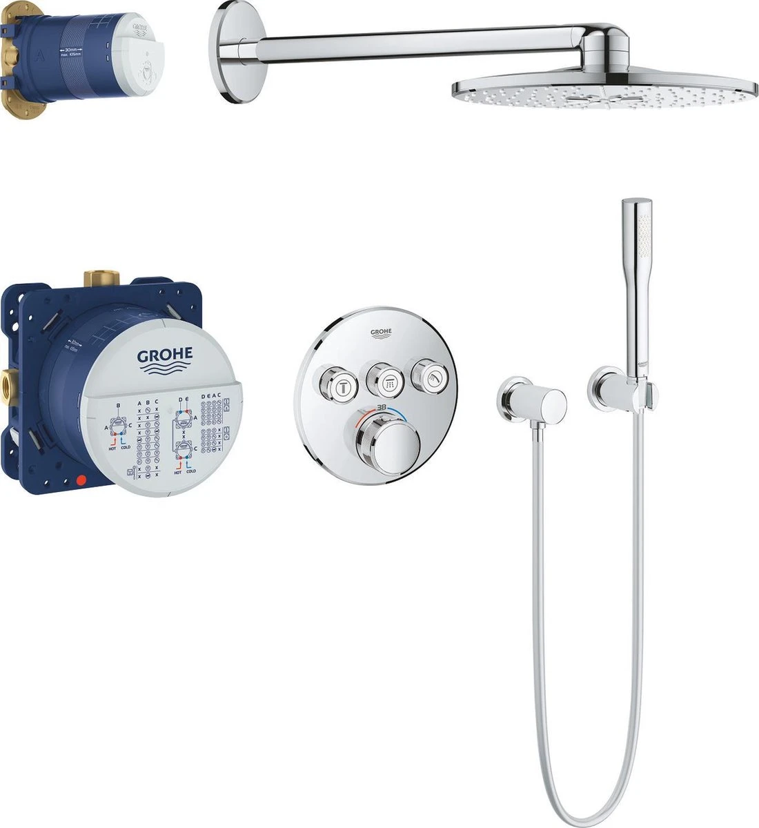 GROHE Grohtherm SmartControl Regendouche - Inbouw - ø 31 Cm - Rond -Chroom 1 GROHE Grohtherm SmartControl Regendouche - Inbouw - ø 31 Cm - Rond -Chroom