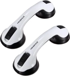 2 Stuks Minismus Douche Toilet Handgreep Met Zuignap Badkamer - Geschikt Voor Douche En Toilet - Vochtbestendig - Veiligheidsgreep - Handvat Voor Ouderen En Kinderen - 30 CM