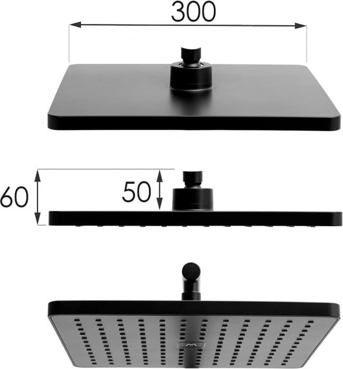 Doucheset Zwart - Met Regendouche 30cm - En Thermostaatkraan 6 Doucheset Zwart - Met Regendouche 30cm - En Thermostaatkraan - Afbeelding 6