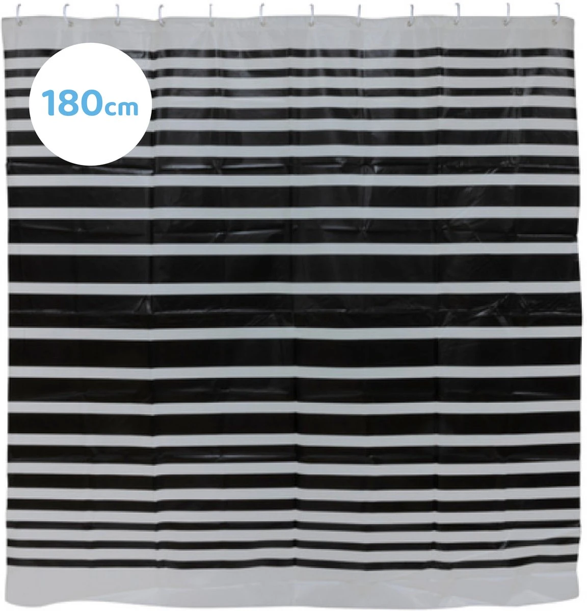 YUNICS® Douchegordijn - Douchegordijnen - Inclusief Ringen - Anti Schimmel - Zwart / Grijs - 180 X 180 Cm 1 YUNICS® Douchegordijn - Douchegordijnen - Inclusief Ringen - Anti Schimmel - Zwart / Grijs - 180 X 180 Cm