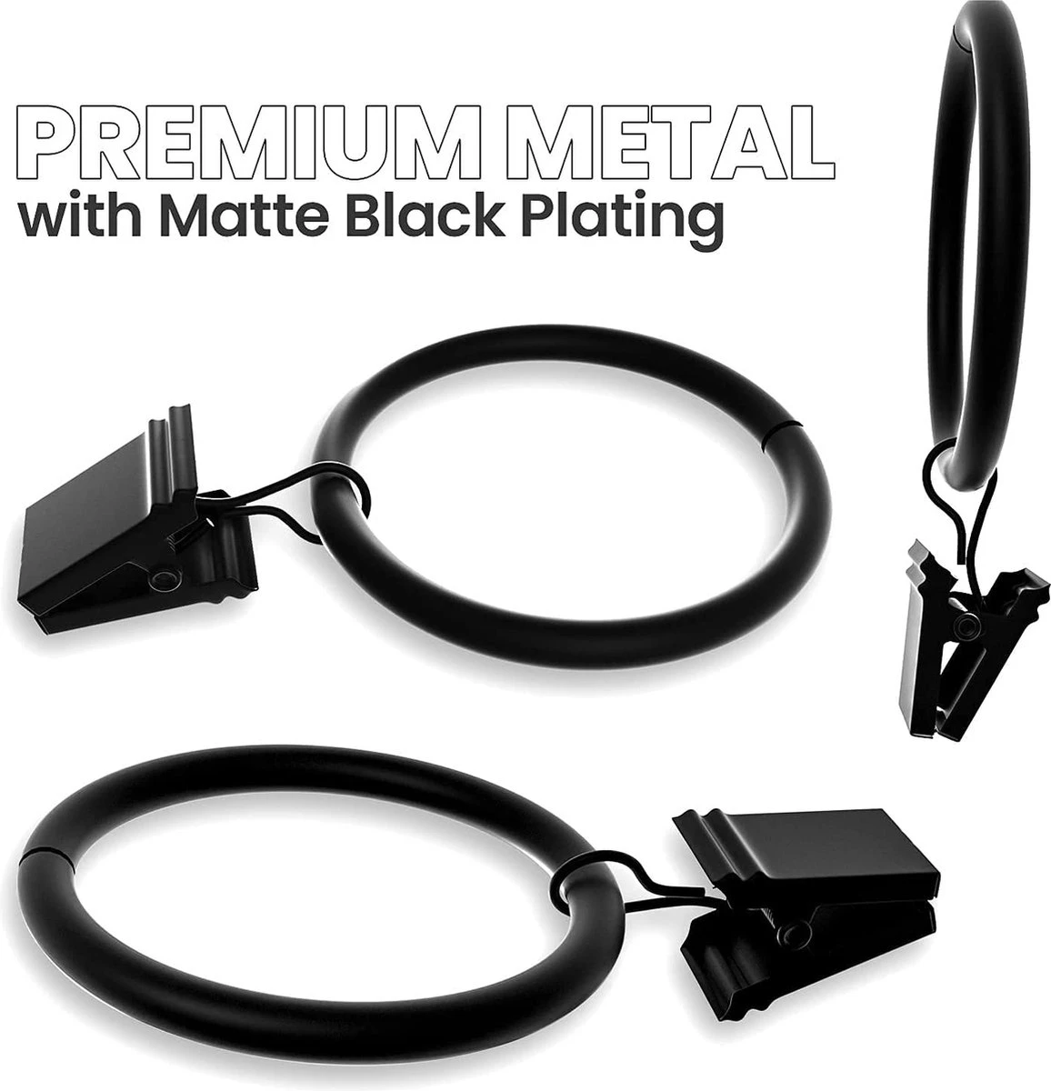 BOTC Gordijnringen Met Klem - 38 MM - Zwarte - Sets Van 20 Stucks 5 BOTC Gordijnringen Met Klem - 38 MM - Zwarte - Sets Van 20 Stucks - Afbeelding 5