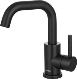 LOMAZOO Wastafelkraan Zwart Pollux - Zwarte Wastafelkraan - Badkamerkraan Zwart - Zwarte Badkamerkraan