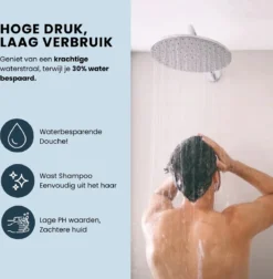 EcoRain – Regendouchekop XL 30 CM – Waterbesparende Douchekop – Hoge Druk – Rechthoekig – Groot – Regendouche - Chrome -Mooie Badkamer 1176x1200 3