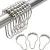 BOTC Gordijnringen - 12 Stuks Gordijn Haken - Gordijnhaken- RVS Gordijn Ringen Voor Gordijn Roede - Sliver