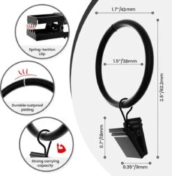 BOTC Gordijnringen Met Klem - 38 MM - Zwarte - Sets Van 20 Stucks 10 BOTC Gordijnringen Met Klem - 38 MM - Zwarte - Sets Van 20 Stucks -Mooie Badkamer 1178x1200 9