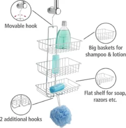 WENKO Doucherek Nivala 3-laags Chroom - Doucherek Zonder Boren - Doucherek Hangend -Mooie Badkamer 1180x1200 1
