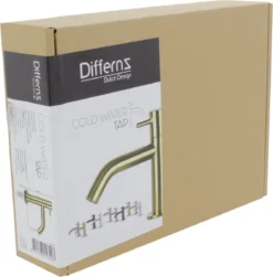 Differnz Wastafelkraan Gebogen – Kraan Koud Water – Toiletkraan – Mat Goud -Mooie Badkamer 1183x1200 4