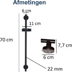 Moodcare® Glijstang - Douche Glijstang - 70 Cm - Mat Zwart - Zonder Boren -Mooie Badkamer 1189x1200 9