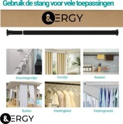 Douchestang Uitschuifbaar 70 - 110 Cm | Douchegordijn Stang | Zwart | Kledingroede Verstelbaar | Ophangsysteem | Kledingstang -Mooie Badkamer 1192x1200 6