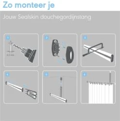 Sealskin - Easy Roll Douchegordijnstangset - 90x90x90 Cm - Wit 17 Sealskin - Easy Roll Douchegordijnstangset - 90x90x90 Cm - Wit -Mooie Badkamer 1194x1200 10