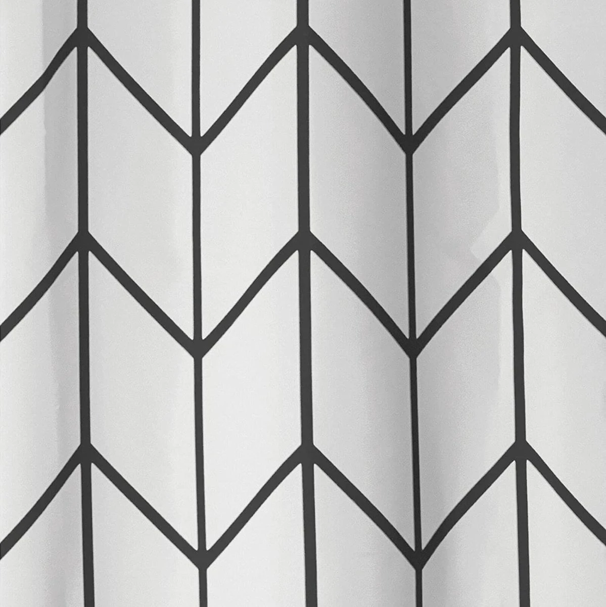 Douchegordijn Badkamer Accessoires - Visgraad - Zwart/Wit- 180x200 Cm 5 Douchegordijn Badkamer Accessoires - Visgraad - Zwart/Wit- 180x200 Cm - Afbeelding 5