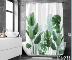 Loti Living Douchegordijn Anti Schimmel – Strelitzia - Inclusief Ringen – Waterdicht - Polyester - Douchegordijn 180x200 Cm -Mooie Badkamer 1200x1000 10