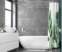Loti Living Douchegordijn Anti Schimmel – Strelitzia - Inclusief Ringen – Waterdicht - Polyester - Douchegordijn 180x200 Cm -Mooie Badkamer 1200x1000 11