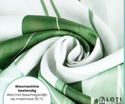 Loti Living Douchegordijn Anti Schimmel – Strelitzia - Inclusief Ringen – Waterdicht - Polyester - Douchegordijn 180x200 Cm -Mooie Badkamer 1200x1000 13