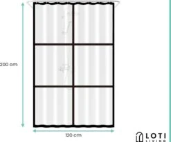 Loti Living Douchegordijn Anti Schimmel – Mat Transparant Zwart - Inclusief Ringen – Waterdicht - PEVA - Douchegordijn 120x200 Cm -Mooie Badkamer 1200x1000 19