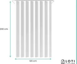 Loti Living Douchegordijn Anti Schimmel – Wit - Inclusief Ringen – Waterdicht - Polyester - Douchegordijn 120x200 Cm -Mooie Badkamer 1200x1000 23