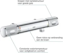 GROHE Grohtherm 1000 Performance Thermostatische Douchekraan - 12cm - Zonder Koppelingen - Chroom - 34778000 -Mooie Badkamer 1200x1002 4