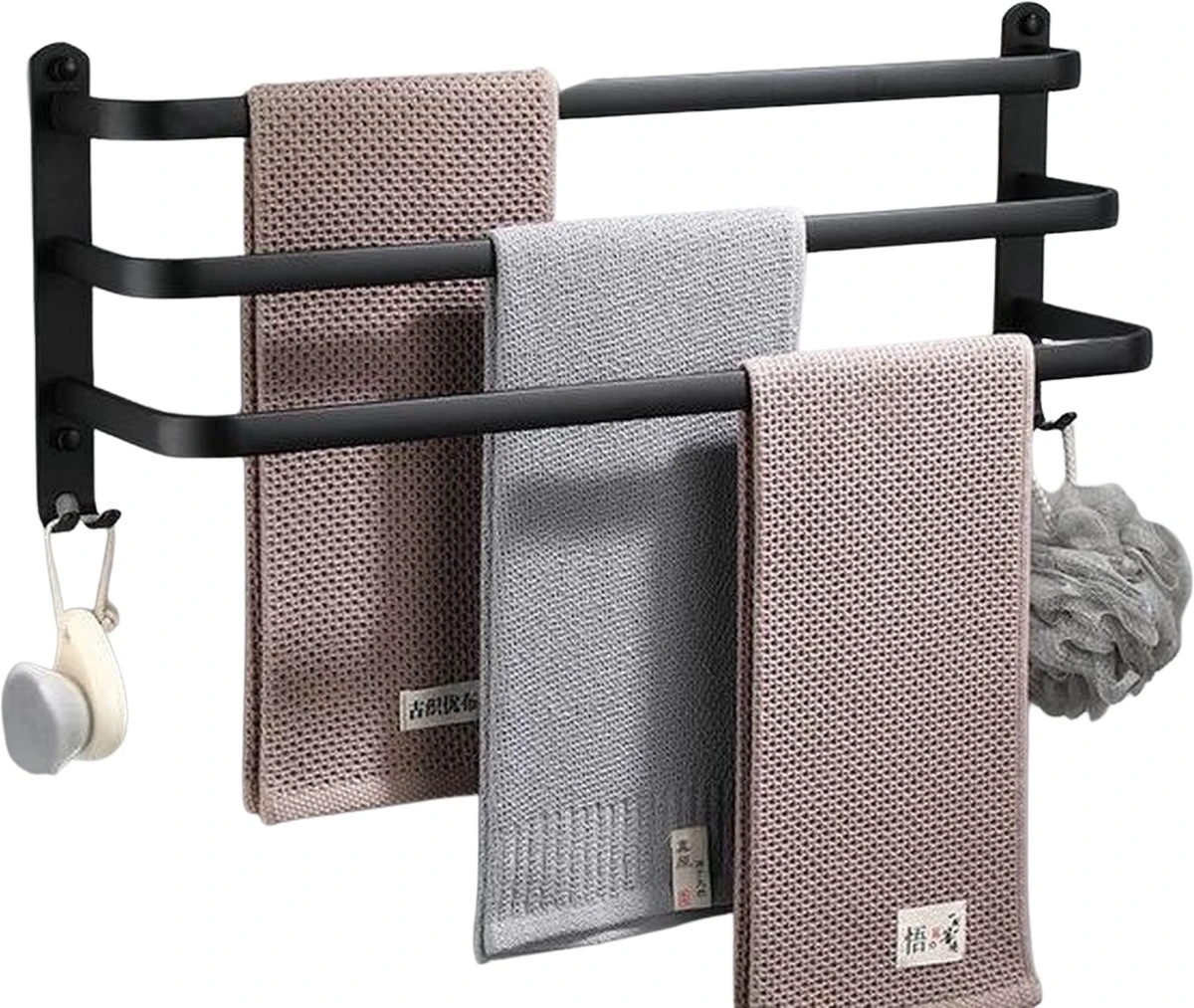 Nolad® Handdoekrek 3-armig - Handdoekhouder - Handdoekenrek - Zwart 1 Nolad® Handdoekrek 3-armig - Handdoekhouder - Handdoekenrek - Zwart