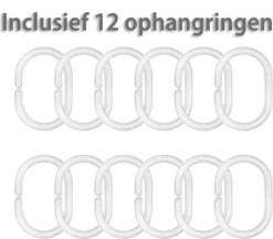 Douchegordijn 120x200 Cm (Small) - Met Ophangringen - Polyester - Wasbaar En Duurzaam - Blue Petals -Mooie Badkamer 1200x1048