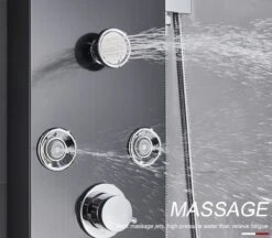Sanisupreme® Douchepaneel Met Massage - Regendouche - Massage Jets - Waterval Douche - Met Thermostaatkraan En Handdouche - Zwart - Opbouw - Douchekop - Flanner® -Mooie Badkamer 1200x1050 5