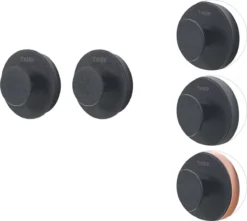 Tiger Urban - Handdoekhaak - 2 Stuks - Zwart - ø 5 Cm - Inclusief 4 Decorringen - Zelfklevend