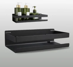 Merkloos GDRN - Doucherek Zwart - Zonder Boren - Doucherekjes - Hangend - Zwart - RVS