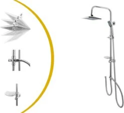 Lifa Bathing Zilveren Douchesysteem - Verstelbare Doucheset - RVS En ABS - Regendouche En Handdouche - Chroom - Incl. Bevestigingsmateriaal -Mooie Badkamer 1200x1093 2