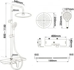 Doucheset - Met Douchemengkraan - En Regendouche - Zwart 12 Doucheset - Met Douchemengkraan - En Regendouche - Zwart -Mooie Badkamer 1200x1131 3