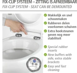 WENKO WC Bril Gubbio - Antibacterieel Wit Duroplast - Easy-Close Sluiting - Fix-Clip Bevestiging In RVS - Belastbaar Tot 350 Kg - Toiletbril - Toiletzitting -Mooie Badkamer 1200x1134 2