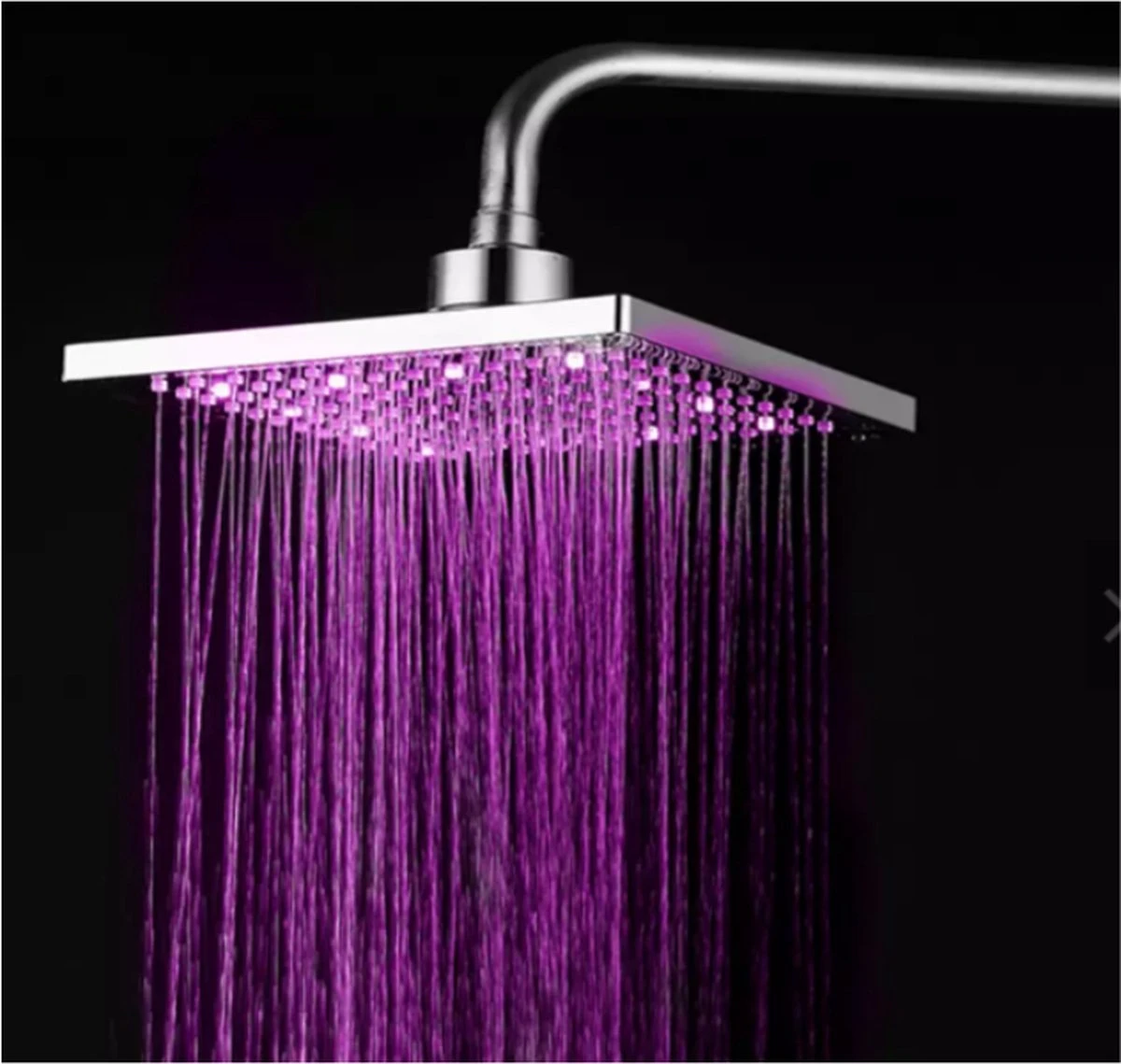 Jawes- LED Regendouche- Zilver- Douchekop- 20x20cm- Verschillende Kleuren- RVS- LED Verlichting 1 Jawes- LED Regendouche- Zilver- Douchekop- 20x20cm- Verschillende Kleuren- RVS- LED Verlichting