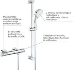 GROHE Grohtherm-1000 Performance Renovatieset - Met Thermostaatkraan, Koppelingen, Glijstang En Hoofddouche - CoolTouch - Chroom -Mooie Badkamer 1200x1142 2