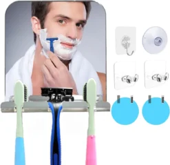 Deluqse Douchespiegel - Spiegel Zuignap - Rechthoek - Reisspiegel - Douche Spiegel Anti-Condens - Anti-Condens Spiegel - Douchespiegel Met Zuignap - Met Scheermeshouder