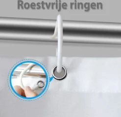 Douchegordijn 120x200 Cm (Small) - Met Ophangringen - Polyester - Wasbaar En Duurzaam - Blue Petals -Mooie Badkamer 1200x1166 2