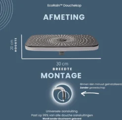 EcoRain – Regendouchekop XL 30 CM – Waterbesparende Douchekop – Hoge Druk – Rechthoekig – Groot – Regendouche - Chrome -Mooie Badkamer 1200x1181 2