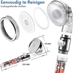 W4Y Ionische Douchekop - Waterbesparende Douchekop - Waterfilter - Handdouche Met Hoge Druk - Douchekop Met Slang -Mooie Badkamer 1200x1187 8