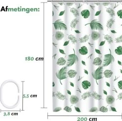 VAIVE Douchegordijn Groen 180x200 - Anti Schimmel - Douchegordijnen - Ringen -Mooie Badkamer 1200x1190 10
