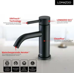 LOMAZOO Wastafelkraan Zwart Nova - Zwarte Wastafelkraan - Badkamerkraan Zwart - Zwarte Badkamerkraan -Mooie Badkamer 1200x1190 5
