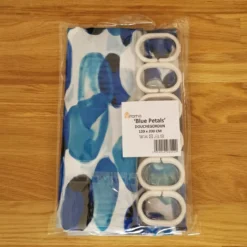 Douchegordijn 120x200 Cm (Small) - Met Ophangringen - Polyester - Wasbaar En Duurzaam - Blue Petals -Mooie Badkamer 1200x1199 10