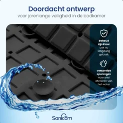 Merkloos Douchemat - Badmat Antislip - Antislipmat Douche - Antislipmat Bad - ​​Schimmelbestendig - Met Zuignappen - Wasbaar - Zwart -Mooie Badkamer 1200x1200 1184