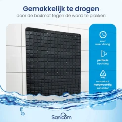 Merkloos Douchemat - Badmat Antislip - Antislipmat Douche - Antislipmat Bad - ​​Schimmelbestendig - Met Zuignappen - Wasbaar - Zwart -Mooie Badkamer 1200x1200 1186