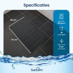 Merkloos Douchemat - Badmat Antislip - Antislipmat Douche - Antislipmat Bad - ​​Schimmelbestendig - Met Zuignappen - Wasbaar - Zwart -Mooie Badkamer 1200x1200 1187