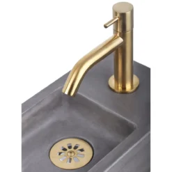 Differnz Wastafelkraan Gebogen – Kraan Koud Water – Toiletkraan – Mat Goud -Mooie Badkamer 1200x1200 1266