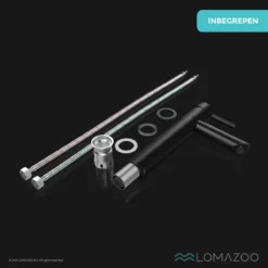 LOMAZOO Wastafelkraan Zwart Ceres - Badkamerkraan - Wastafel Kraan - Mengkraan Wastafel - Hoge Uitloop -Mooie Badkamer 1200x1200 1328