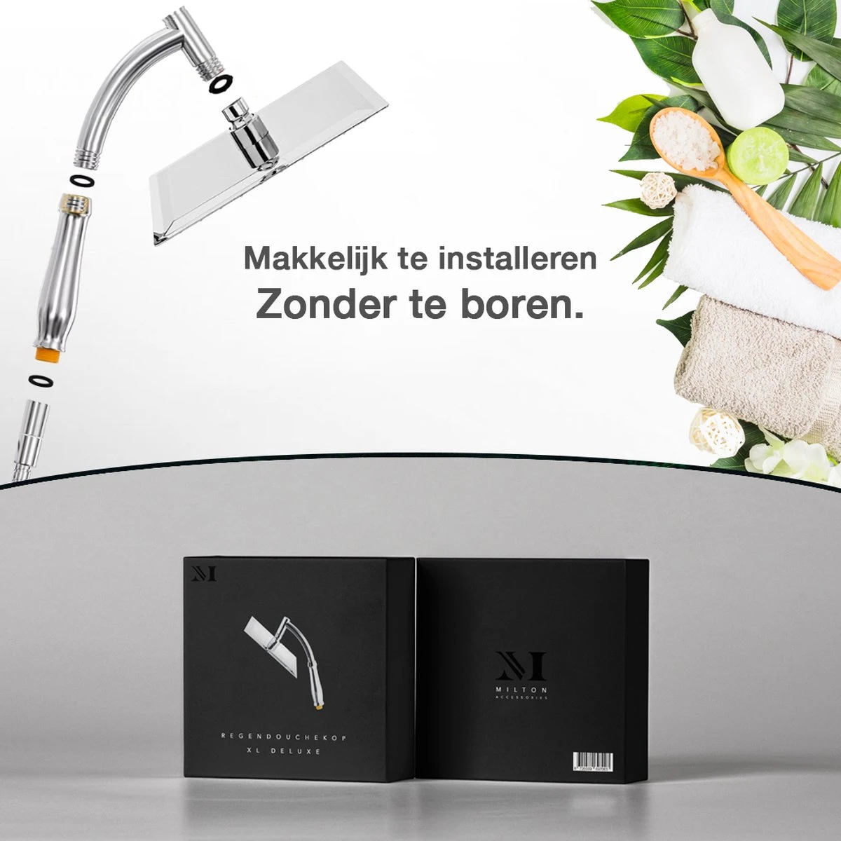 Regendouchekop XL Deluxe - ø28 Cm - Met Slang En Houder - Tijdelijk Met Cadeau - Douchekop - Regendouche - Handdouche - Hoge Druk - Roestvrij Staal - Wellness - Spa 7 Regendouchekop XL Deluxe - ø28 Cm - Met Slang En Houder - Tijdelijk Met Cadeau - Douchekop - Regendouche - Handdouche - Hoge Druk - Roestvrij Staal - Wellness - Spa - Afbeelding 7