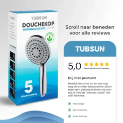 TUBSUN Waterbesparende Douchekop - Handdouche - Regendouche - 50% Waterbesparend - 5 Sproeistanden 18 TUBSUN Waterbesparende Douchekop - Handdouche - Regendouche - 50% Waterbesparend - 5 Sproeistanden -Mooie Badkamer 1200x1200 1437